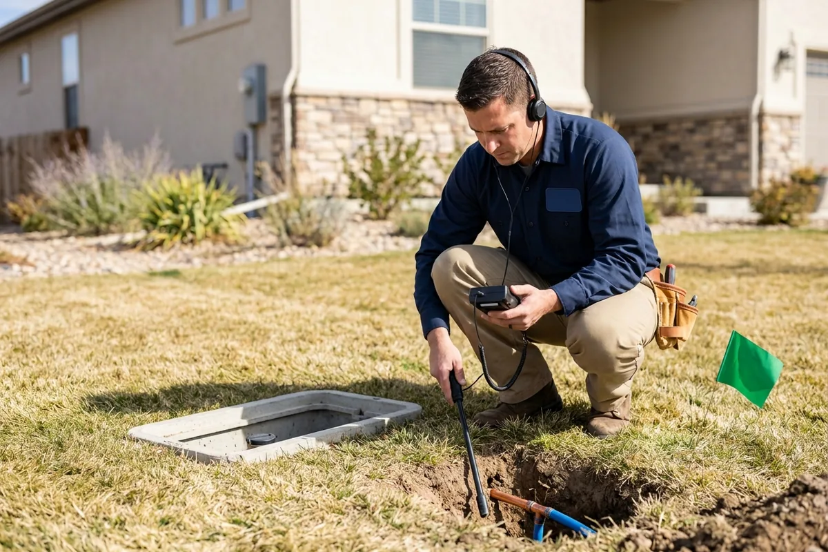 Water service line leak detection in a Parker, CO yard